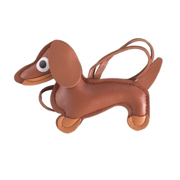 Handmade Handbags - Dachshund Bag Charm Keychain Faux Leather Dog Mom Y2K Cottagecore Caramel NWT